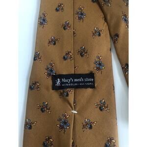 Macy's Rust Color Floral Geometric Print Silk Tie Printed In England 58” 4”